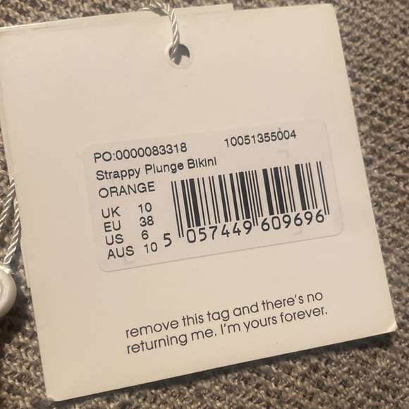 MISSGUIDED strappy plunge, bikini in orange. NWT - Picture 7 of 8